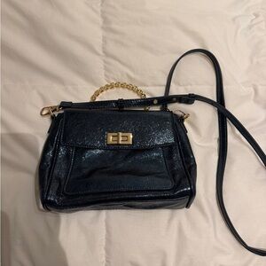 Black Women's Crossbody Bag with Gold Hardware